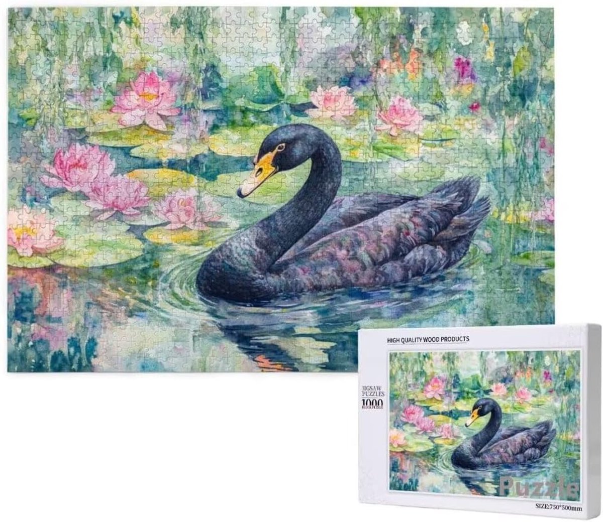Zwanenpuzzel 3000 - Grote legpuzzel - Ontspanning en Plezier - Uniek gesneden stukken - 122 x 81 cm - Lotus