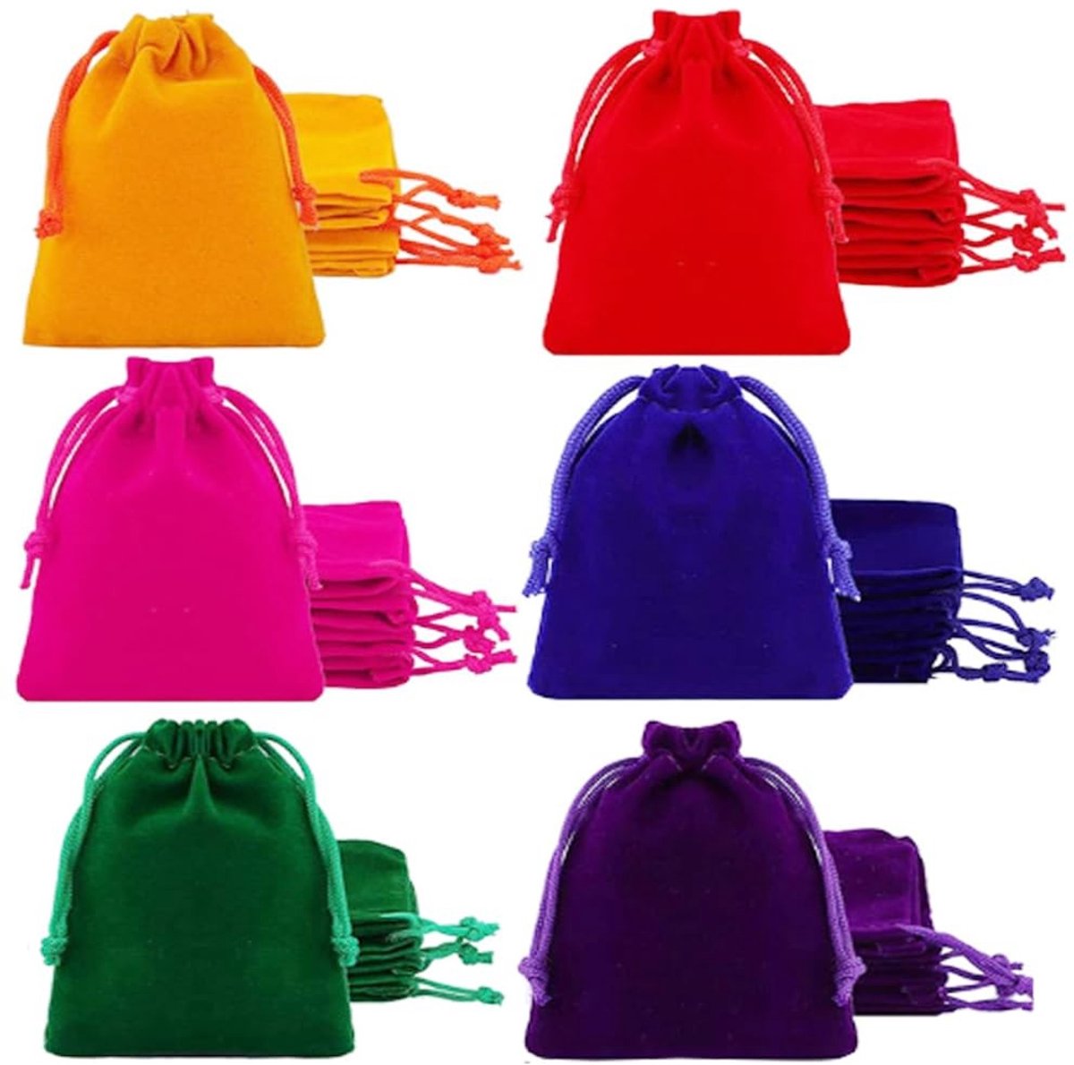Dailygoods - 20 Stuks Geschenkzakjes, Fluwelen Zakjes met Trekkoord, 5 Kleuren, 10 x 15 cm