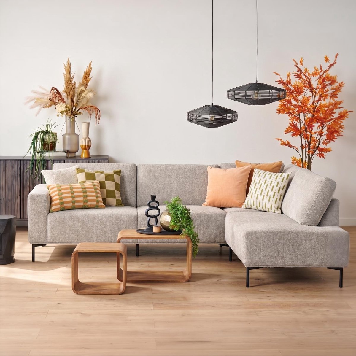 Hoekbank Deventer - Stof - Grijs - 275x86x205 cm (BxHxD)