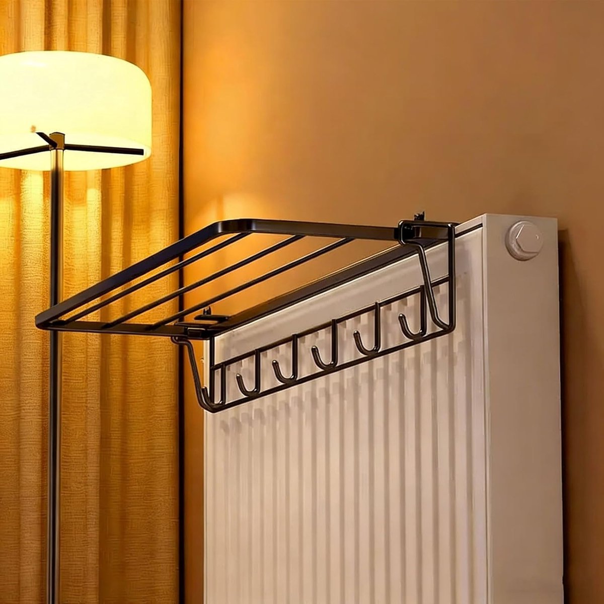 Radiator Droogrek - Opvouwbaar Plankje - Kleding Drogen - Zonder Boren - 45 cm - Zwart
