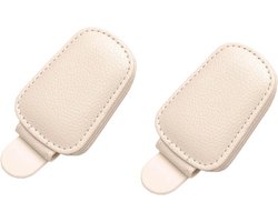 Zonnebrilhouder Auto - Vizier Clip - Veilig Rijden - Magnetische Sluiting - 2 Stuks - Beige