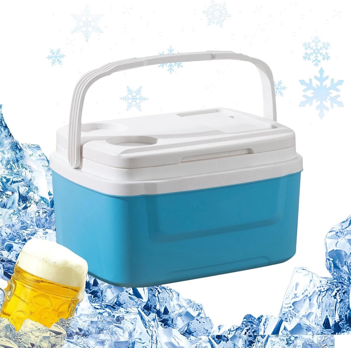 Autokoeler 8 liter - Draagbare koelbox - Buitenactiviteiten opslag - Lekvrije constructie - 8 liter capaciteit - Blauw