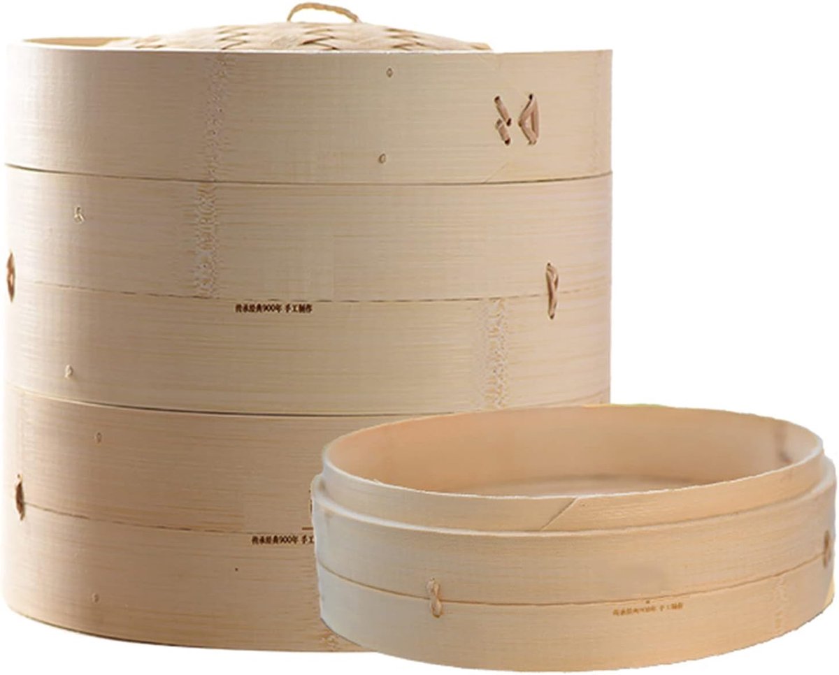 Bamboe Stoommand Stoomoven Mand Gezond Koken 3 Lagen 30 cm Natuurlijk