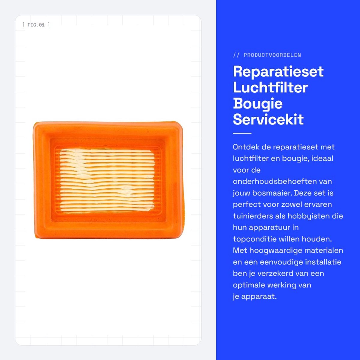 JHUBERS- Reparatieset Luchtfilter - Bougie - Kunststof - 86 x 70 x 25 mm - Geschikt voor BT120/BT121 - Vervangend model 4134141 0300 - Onderdelen