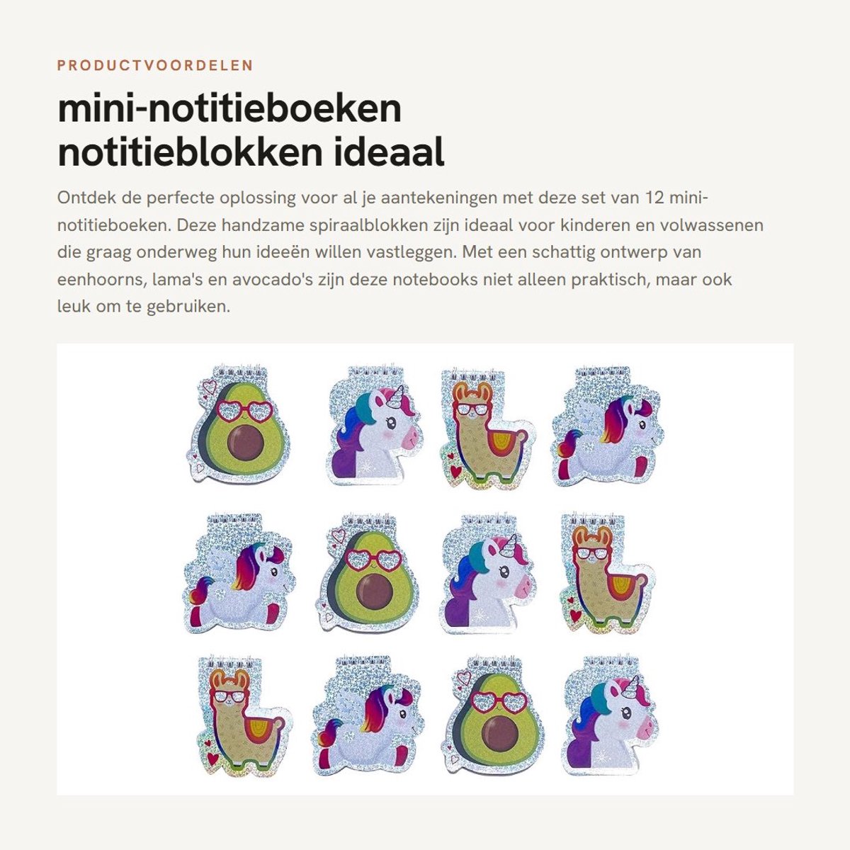 Dailygoods- Notitieboeken set van 12 - Mini-notitieblokken - Spiraalblokken - Notitieblokken voor kinderen - Handig voor onderweg - Schattig design met glinsterende laserlook - Notebook