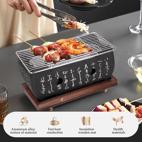 OmGoods - Dailygoody - Japanse Stijl Barbecue Grill - Mini Houtskool Kachel - Voor Gezellige - Hibachi voor Yakiniku - Perfect voor Camping van omgoods — afbeelding 4