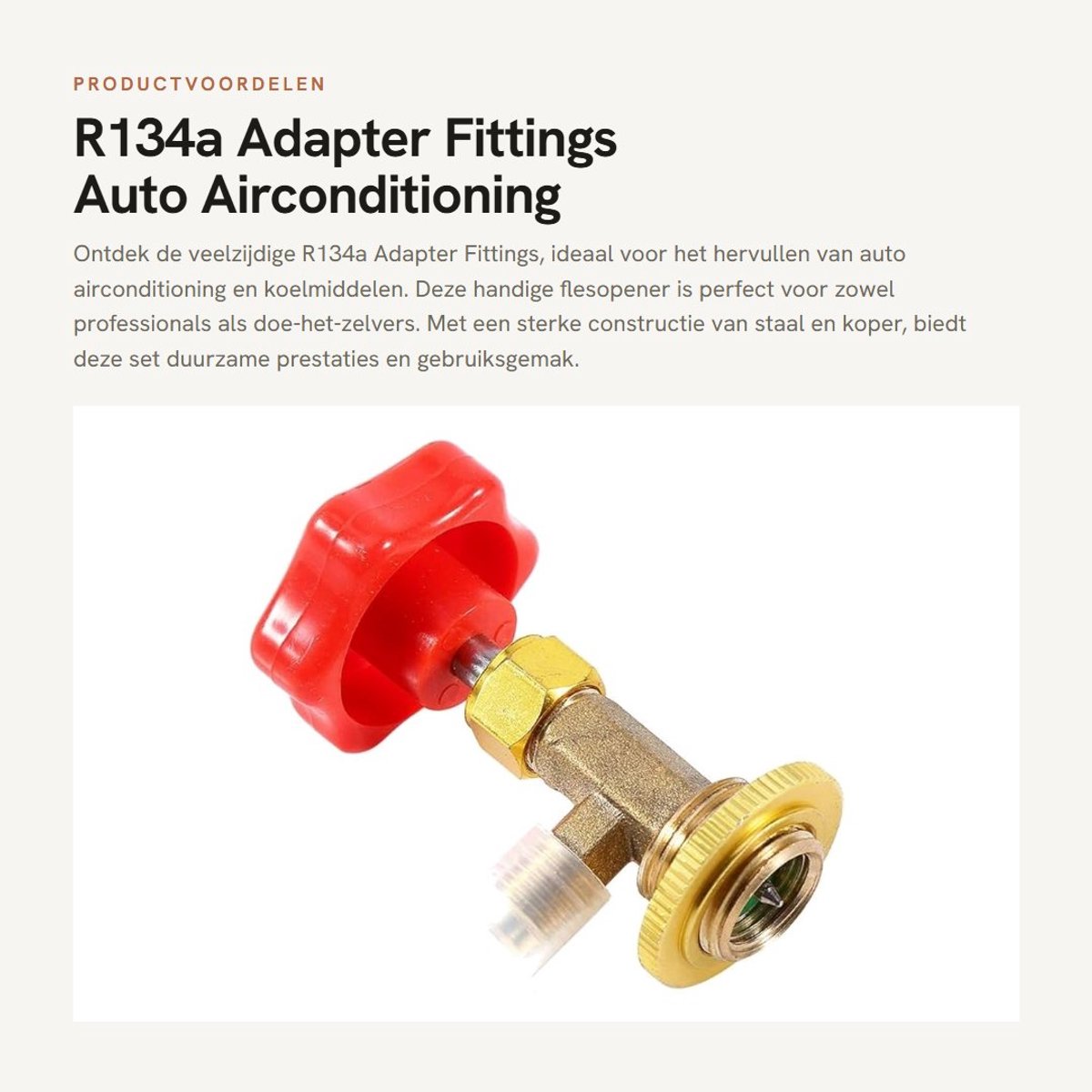 Dailygoods - R134a Adapter Fittings - Auto Airconditioning - Gas Refill Set - Rood en Goud - Koelmiddel Flesopener - Geschikt voor Auto's en Koelkaste...