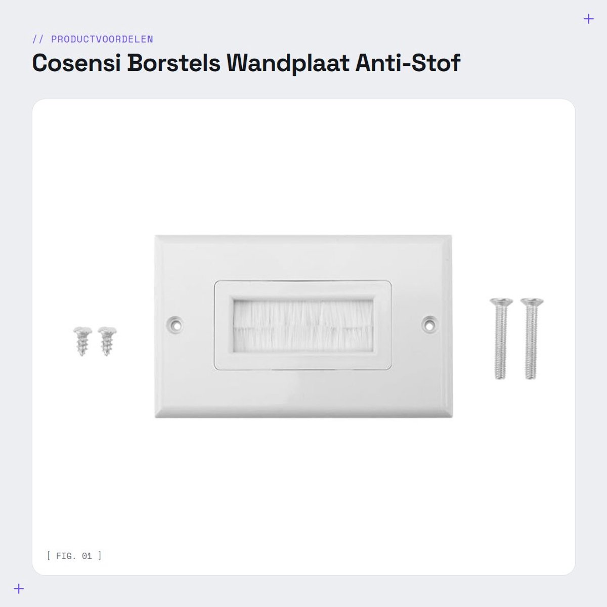 Dailygoods- Wandplaat met Borstels - Kabeldoorvoer - Antistof - Muurinstallatie - Gipsplaat - Eenvoudige Installatie - Inclusief Schroeven