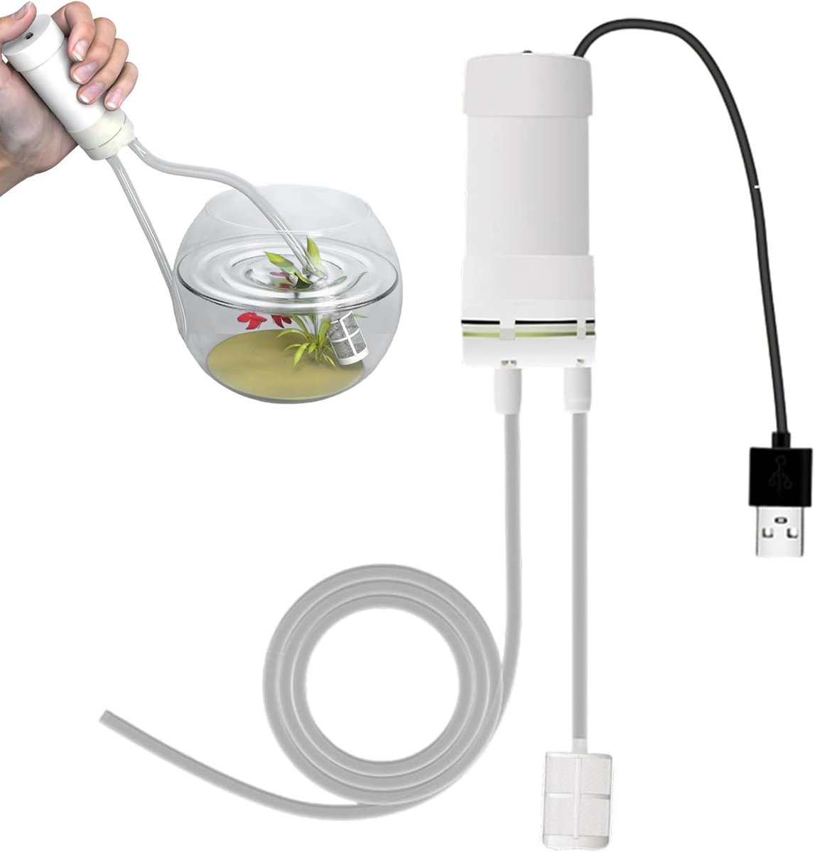 Kleine waterpomp - Elektrische sifon - Water verplaatsen - Zelfaanzuigend mechanisme - 10 meter hefhoogte - Zwart en wit
