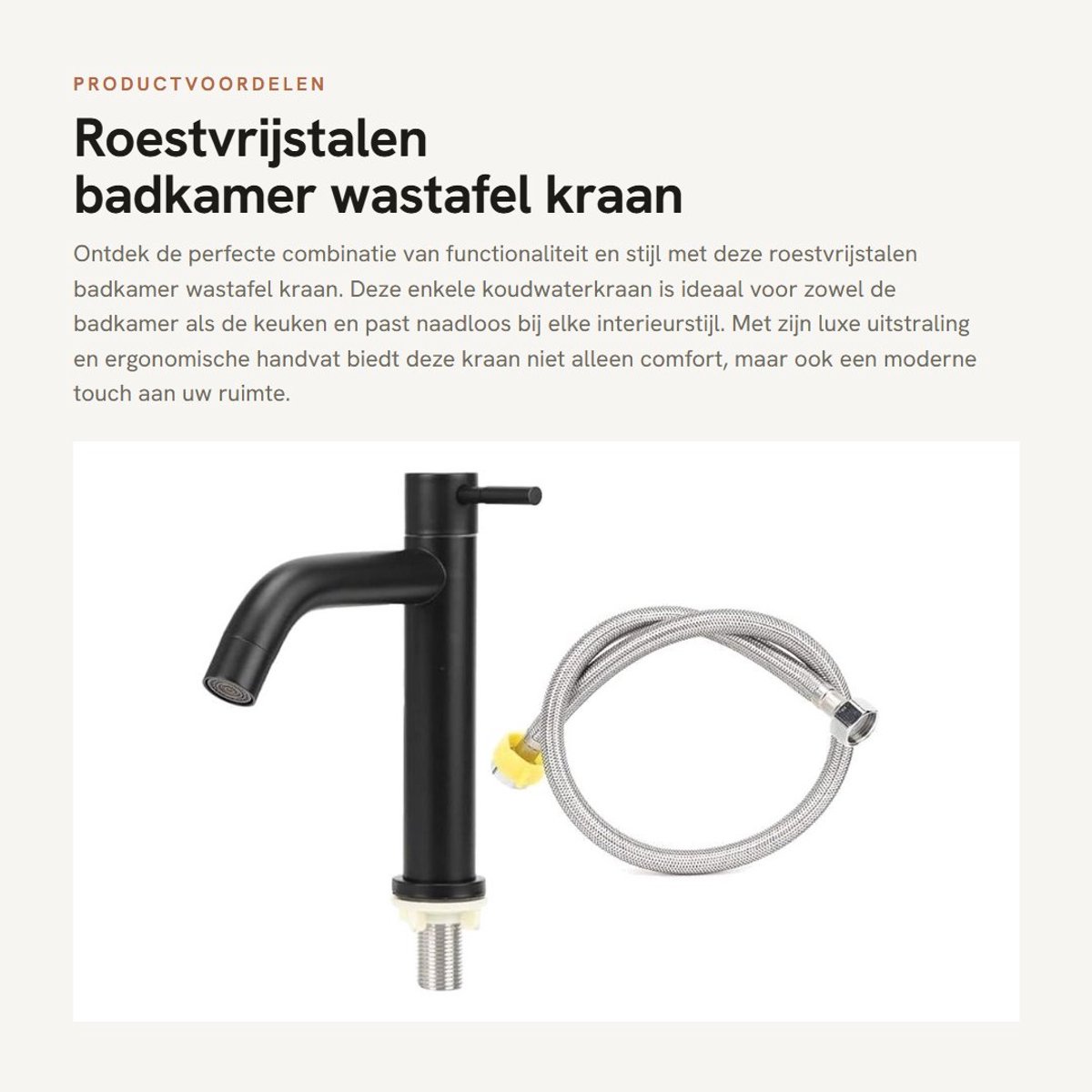 Dailygoods- Wastafelkraan Roestvrij Staal - Ergonomisch Handvat - Koudwaterkraan - Waterbesparend - Luxe Design - Duurzaam en Slijtvast - Waterkraan