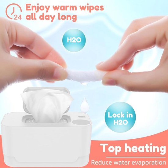 Babydoekjes warmer - Doekjes dispenser - Comfortabel verschonen - Gelijkmatige verwarming - 20x10x10 cm - Wit — afbeelding 5