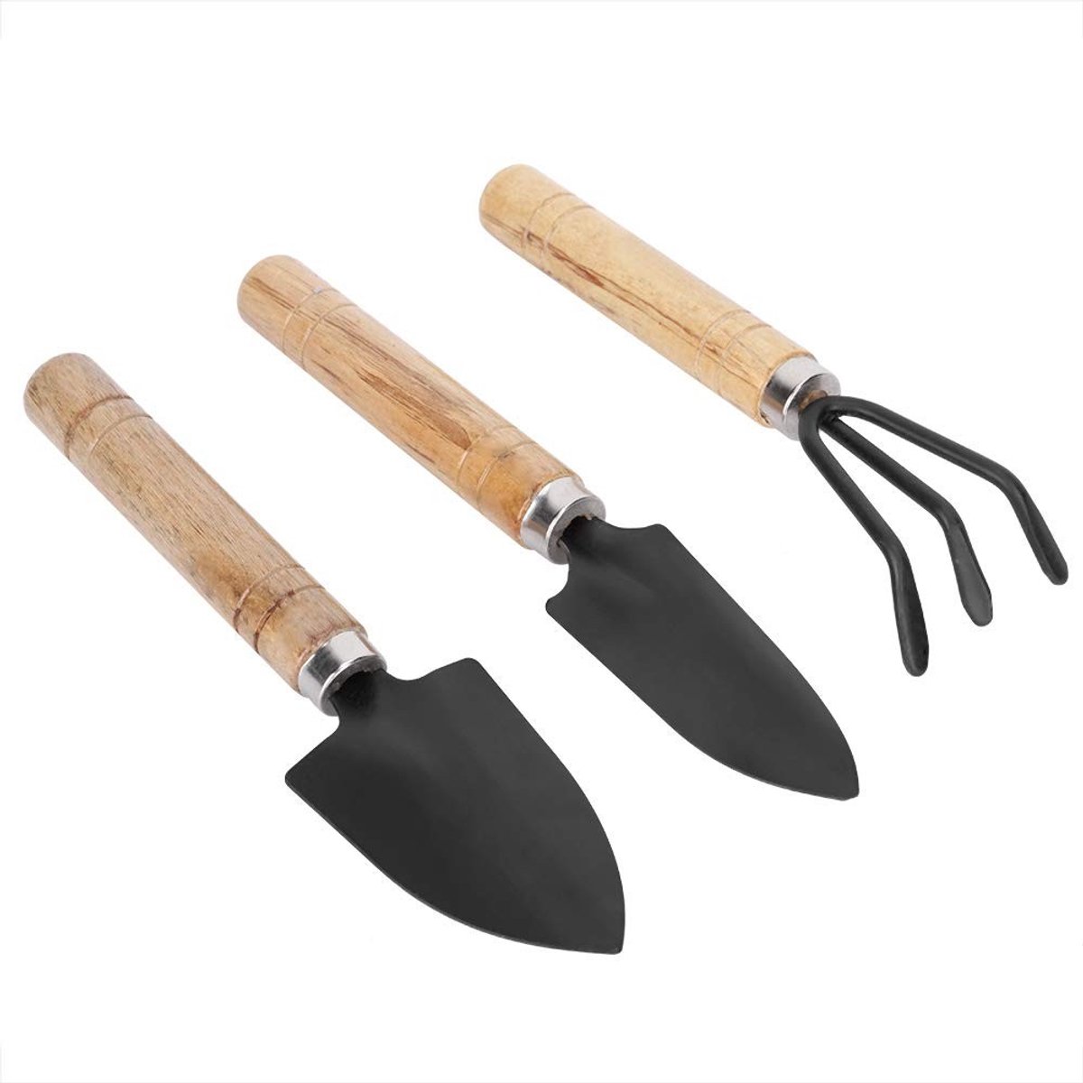 Dailygoods- Tuingereedschapset Mini - Spade/Schop - Klauwhark - Metalen Gereedschap - Voor Binnenplanten - Duurzaam en Veilig - Plantgereedschap