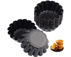 Dailygoods- Tartelette Vormen 12 Stuks - Mini Taartvormen 6,35 cm - Herbruikbare Taartvorm - Antiaanbaklaag - Duurzaam Koolstofstaal - Gelijkmatige Verwarming - Bakvormpjes