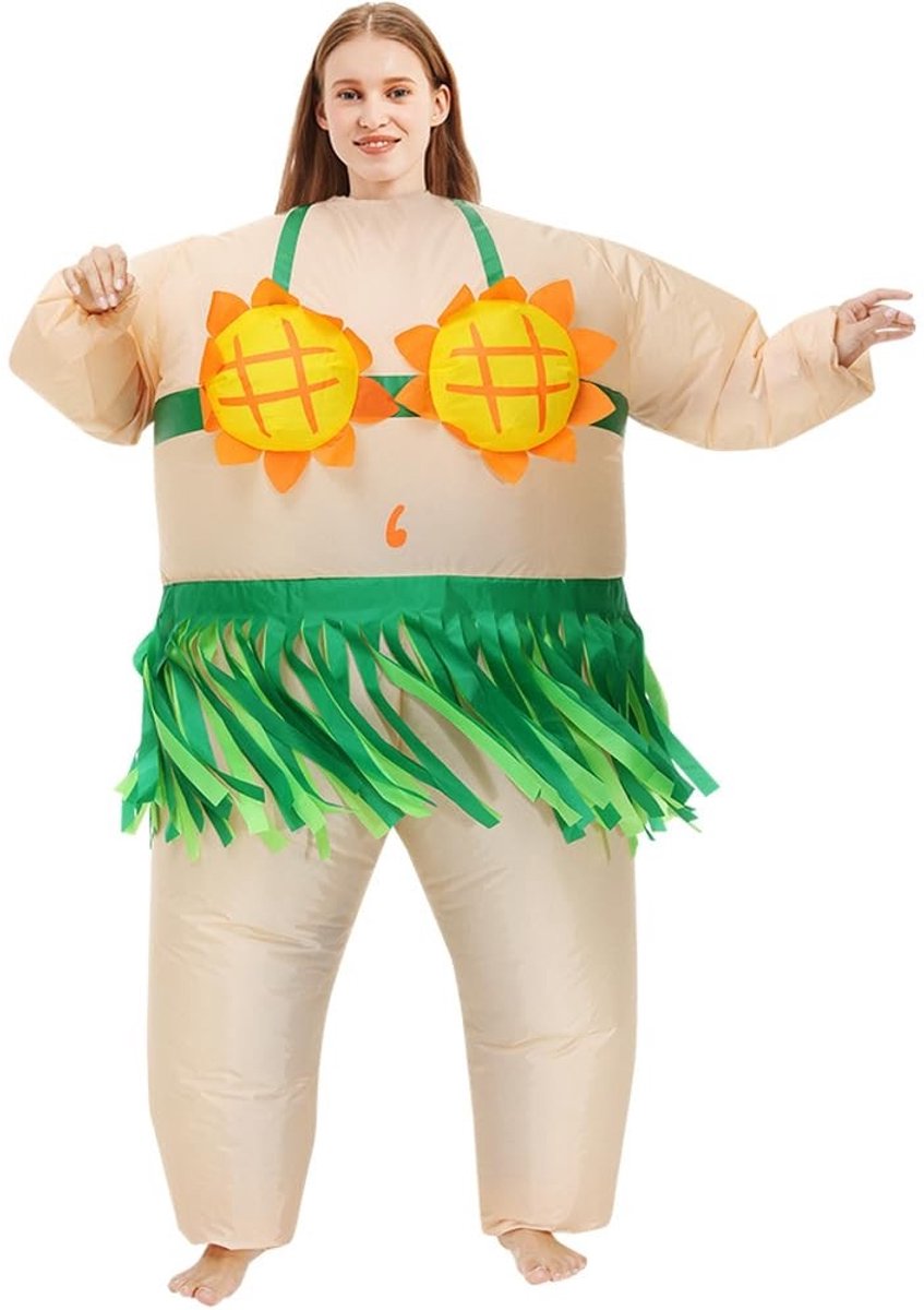 Dailygoods- Opblaasbare Grasrok - Grappig Kostuum - Volwassenen - Balletdanserkostuum - Blow-up Kostuum - Werkt op 4 AA-batterijen - Opblaasbaar Kostuum