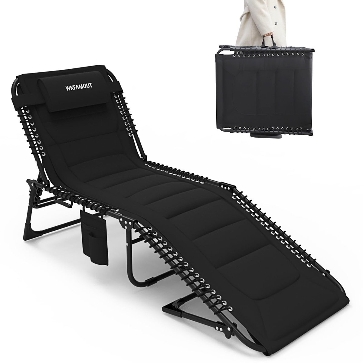 Dailygoods- Ligstoel 5 standen verstelbaar - Opvouwbaar - Buitenligstoel - Draagkracht 150 kg - Versterkt stalen frame - 200x68x38 cm - Tuinstoel