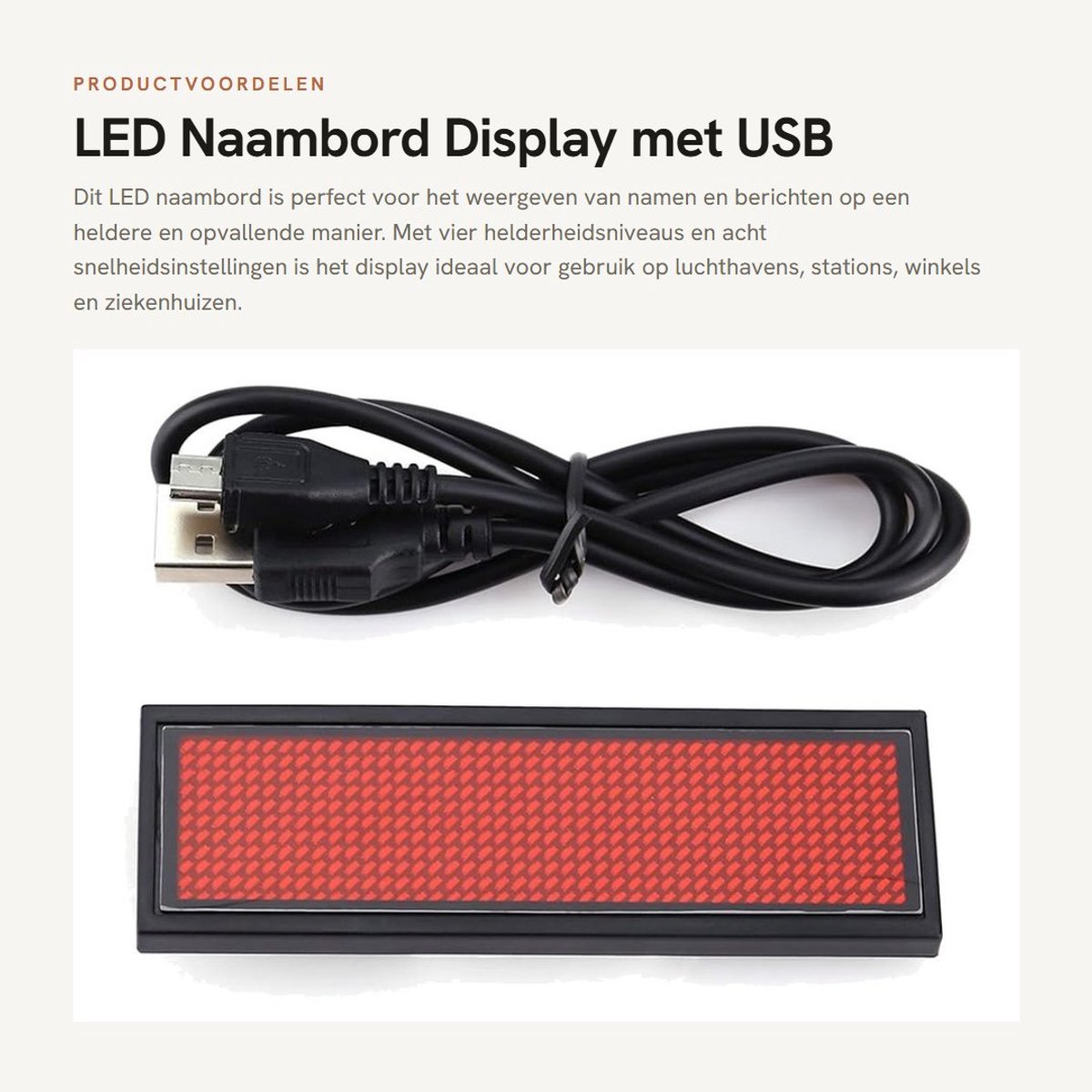 Dailygoods - LED Naambord Display met USB Voeding en Meertalig Display