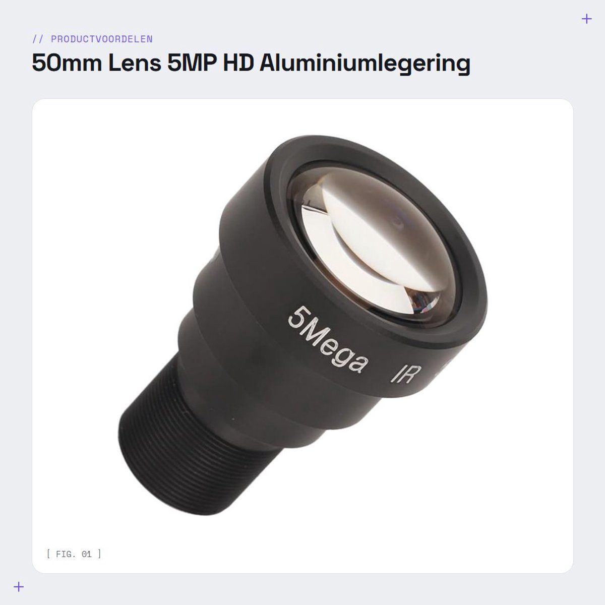 Dailygoods - 50mm Lens - 5MP HD - Aluminiumlegering - Bewakingscamera Lens - M12 Interface
