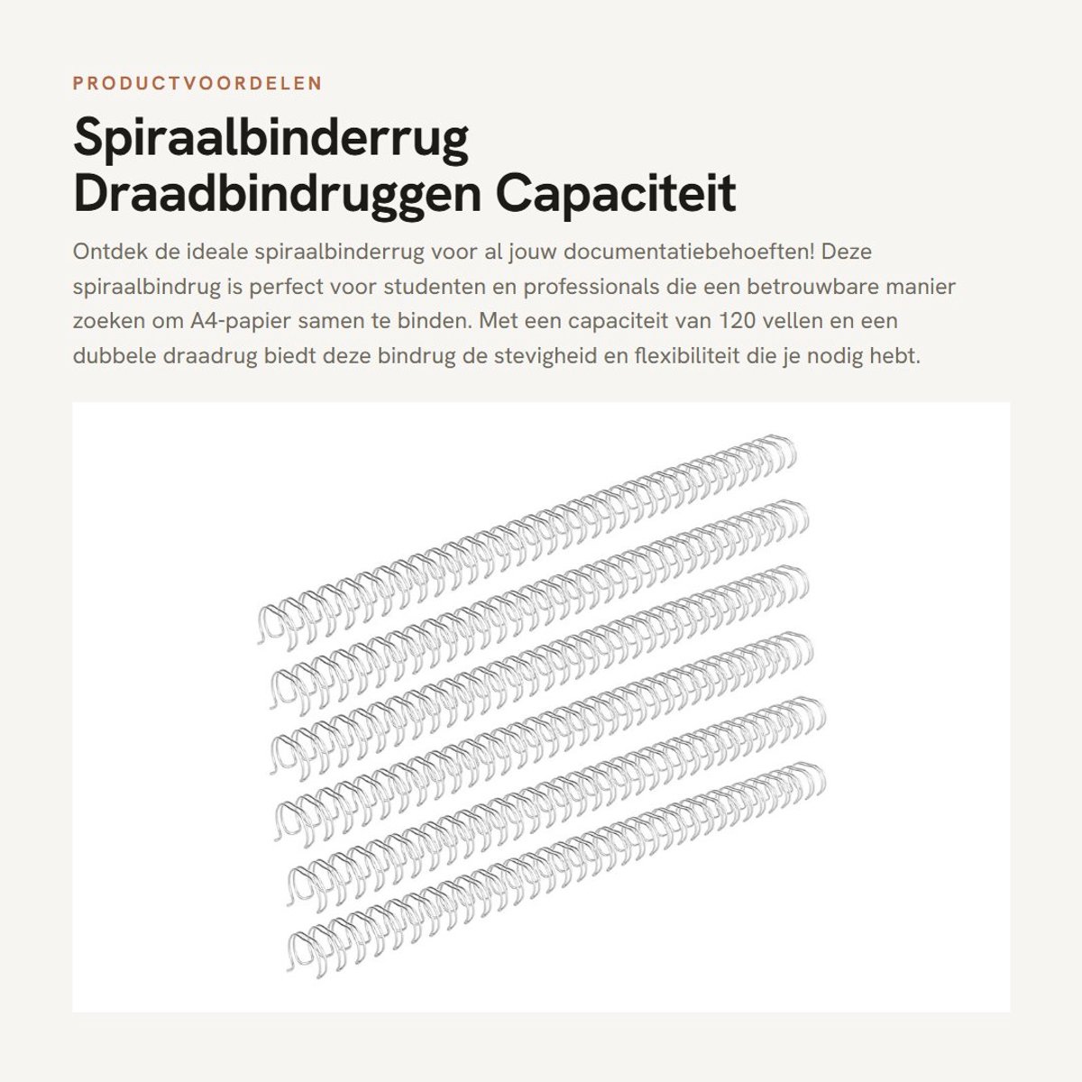 Dailygoods- Spiraalbinderrug 14,3 mm - 34 Lussen - Dubbele Draadrug - Capaciteit 120 Vellen - Voor A4-Papier - Duurzaam Metaaldraad - Bindrug