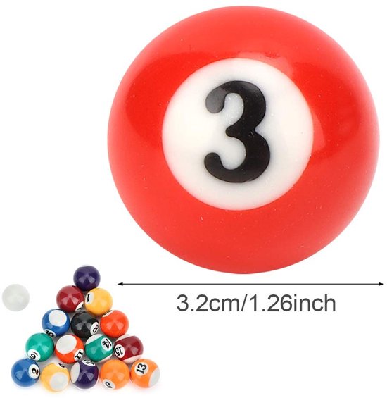 Dailygoods- Biljartballenset 16 Stuks - Mini-hars - Stoot- en Krasbestendig - Polyesterhars - Compleet - Lichtgewicht en Draagbaar - Biljartballen van Dailygoods — afbeelding 5