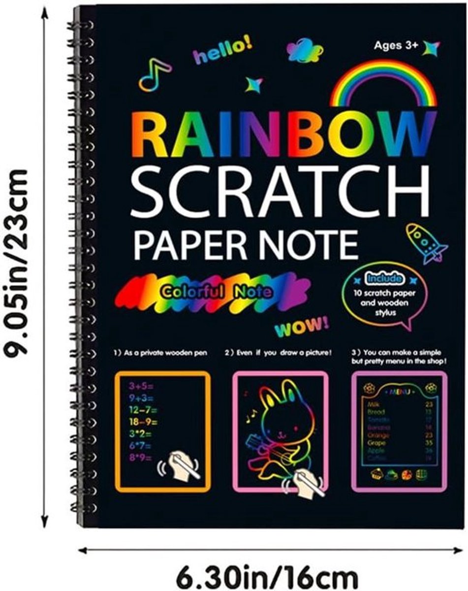 Notitieboek voor Krabbelkunst - Set van 2 - Creatief cadeau - Diverse kleuren - Knutselactiviteit - Geschikt voor kinderen - Diverse modellen 2 stuks Scratch Art Notebook Set Arts Crafts Cadeau voor jongens meisjes verjaardagscadeautjes.