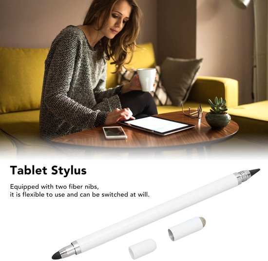 Dailygoods- Styluspen 3-in-1 - Universele Styluspen - Fijne Punt - Zeer Gevoelig - Touchscreen - 2 Vezelpunten - Touchscreenpen — afbeelding 5