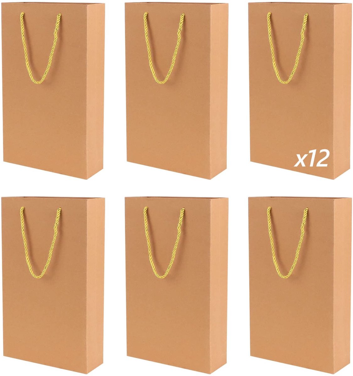 Dailygoods- Wijnzak 12 Stuks - Cadeauverpakking - Wijnfleszak - Kraftpapier - Draagkoord - Voor Feestdagen en Verjaardagen - Geschenkdoos