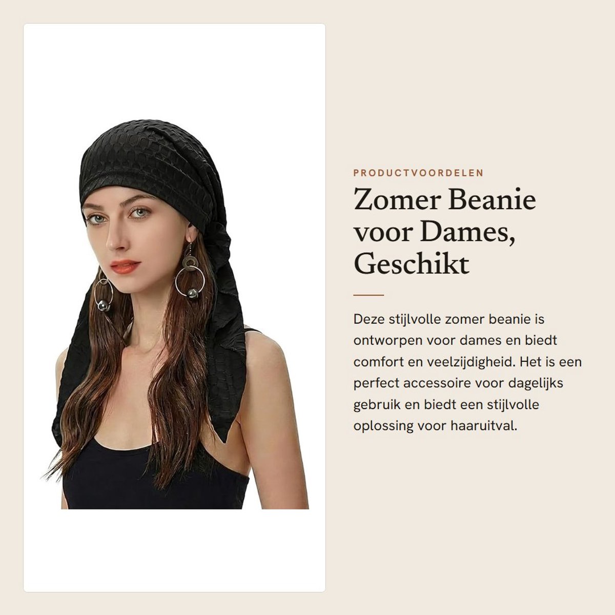 Dailygoods- Beanie Dames - Zomer - Tulband/Sjaal - Eén Maat - 100% Polyester - Lichtgewicht/Comfortabel - Hoofddoek