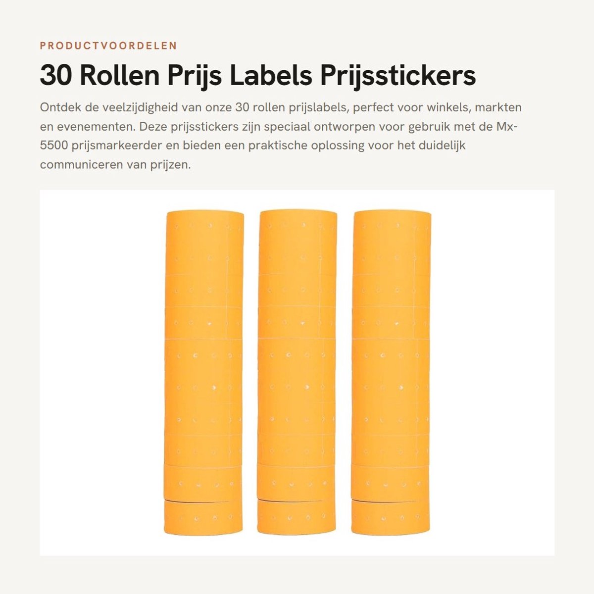 Dailygoods- Prijslabels 15000 Stuks - 30 Rollen - Fluorescerende Prijsstickers - Papier 21x12mm - Voor Mx-5500 - Geschikt voor Prijsmarker - Etiketten