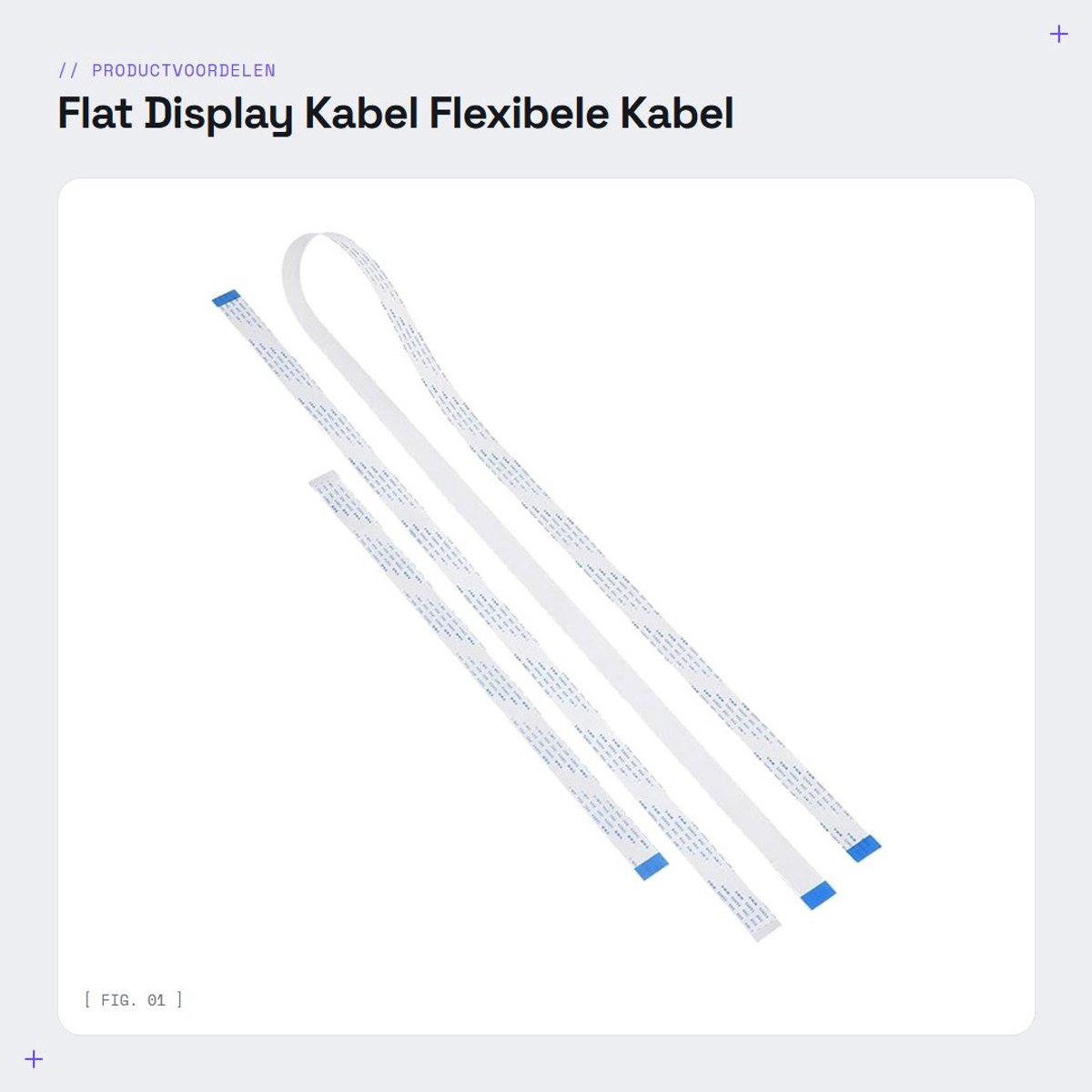 Dailygoods - Flat Display Kabel - Flexibele Kabel - 3 Stuks Set - 30 cm 50 cm 100 cm - Geschikt voor Camera Module - Hoogwaardige Kwaliteit
