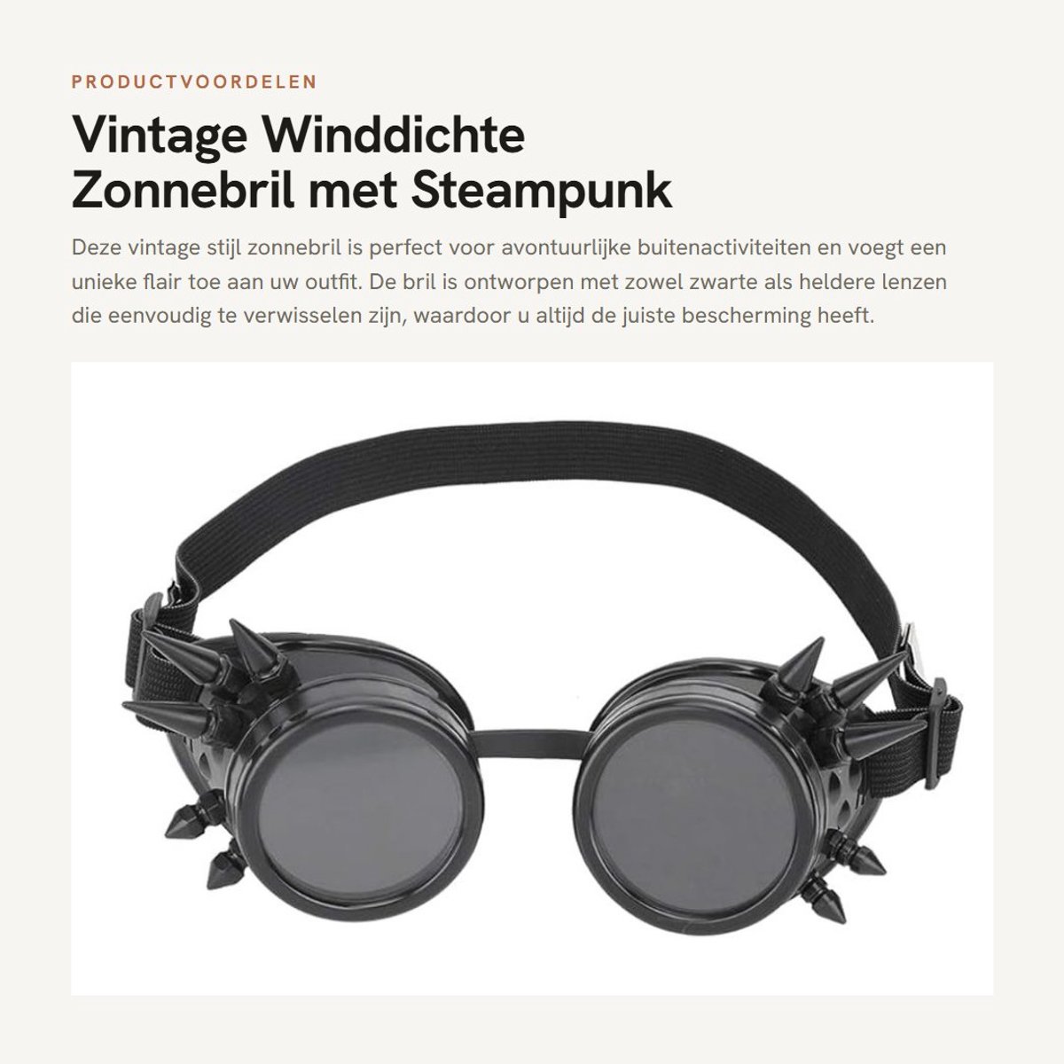 Dailygoods- Zonnebril Vintage Stijl - Winddichte Fietsbril - Verstelbare Neuspads - Zwarte/Heldere Lenzen - Duurzaam ABS Materiaal - Uniek Ontwerp