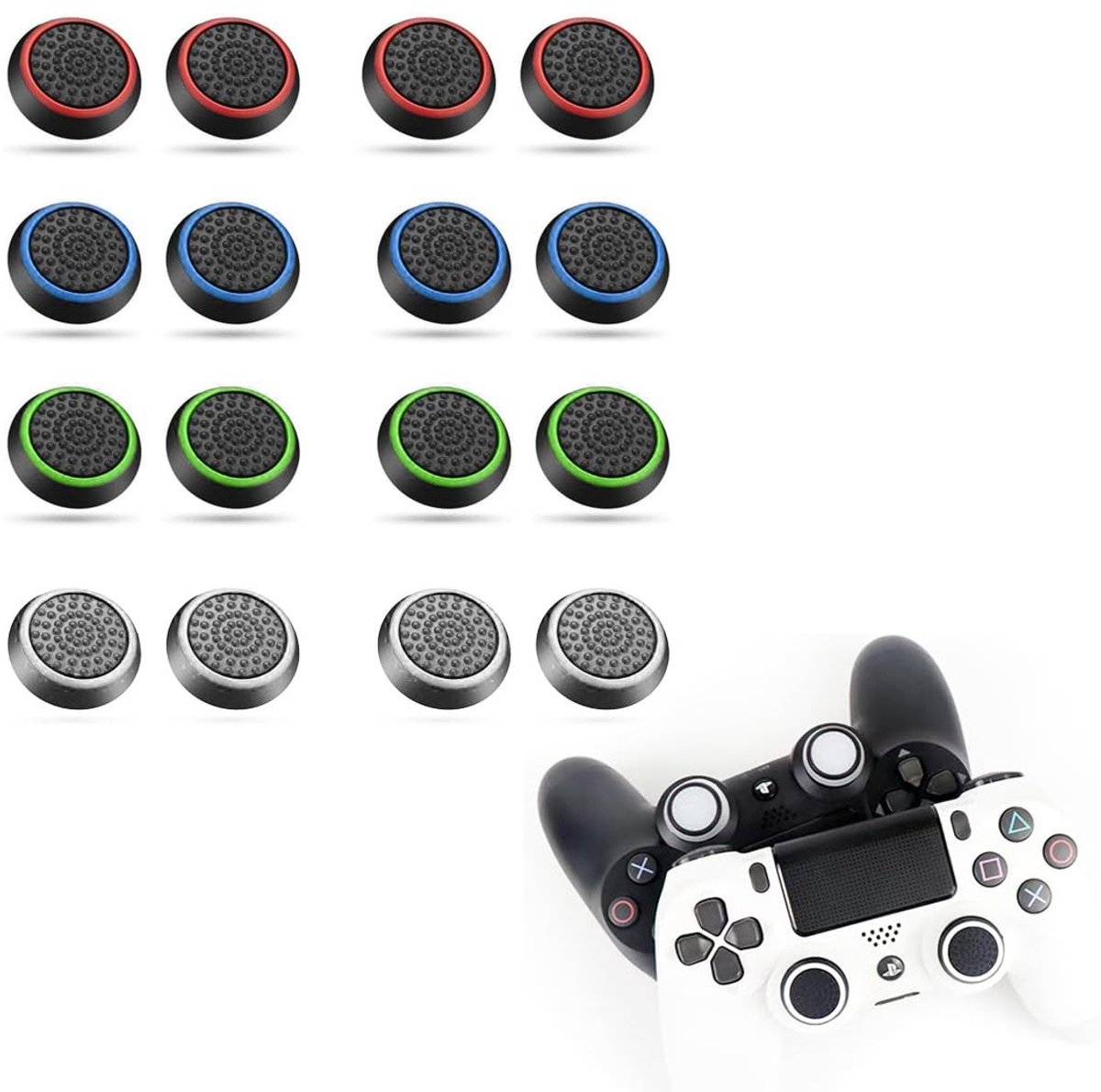 Dailygoods - Siliconen doppen voor PS5, PS4, Xbox controllers - 16 stuks