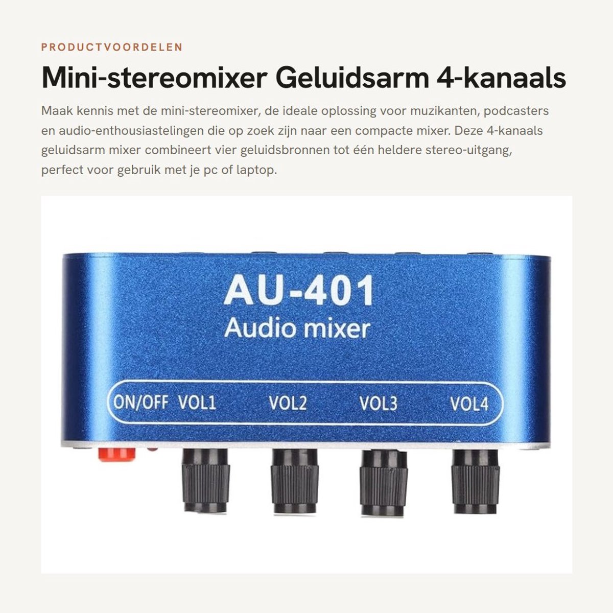 Dailygoods- Stereomixer 4-kanaals - Geluidsarm - Volume-aanpassing - 4 in 1 - Mini-audiomixer - Eenvoudig aan te passen - Audio Mixer