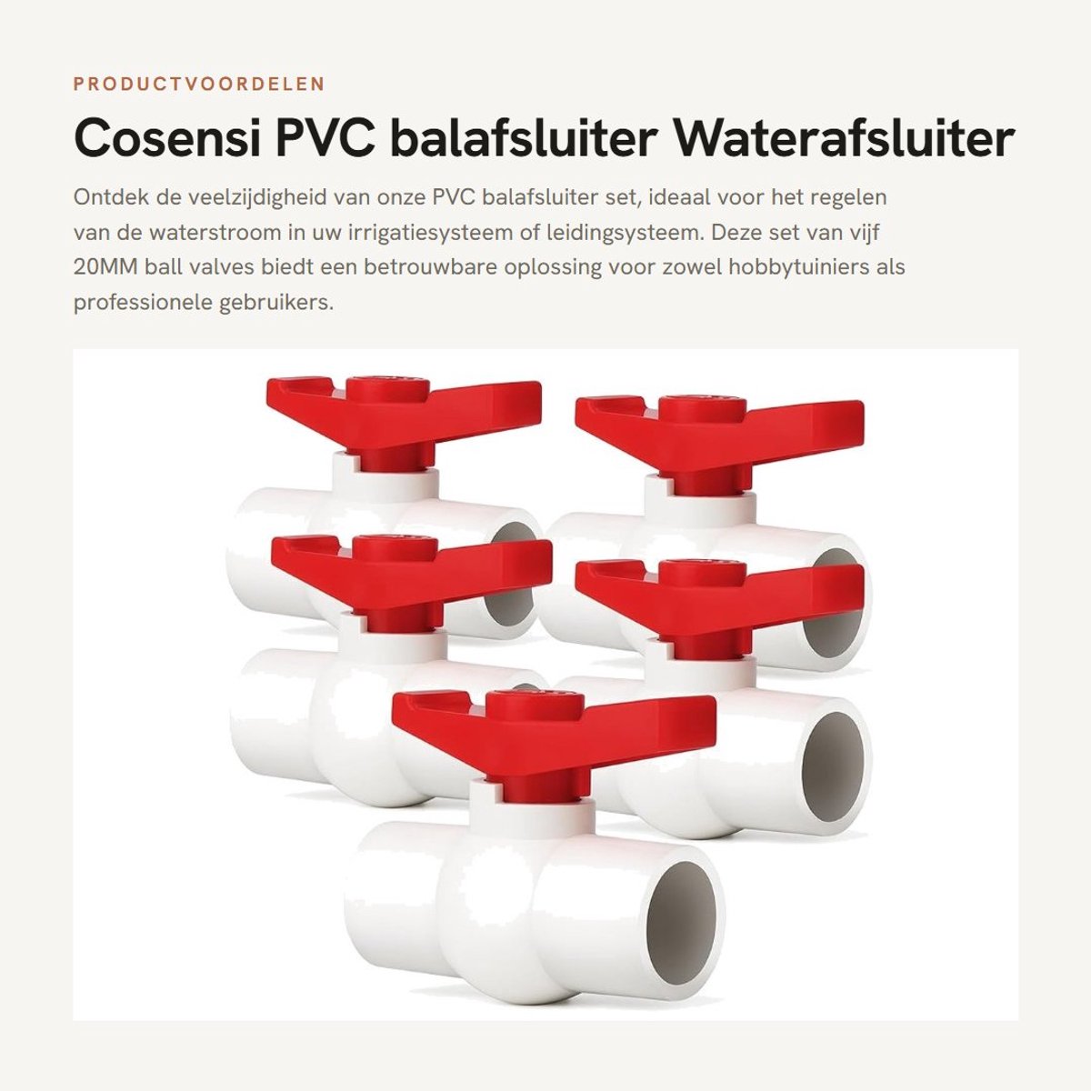 Dailygoods- Afsluiter 20MM PVC - 2pcs - Balafsluiter - Waterafvoer - Irrigatiesysteem - Schokbestendig - Eenvoudig te gebruiken - Kogelafsluiter