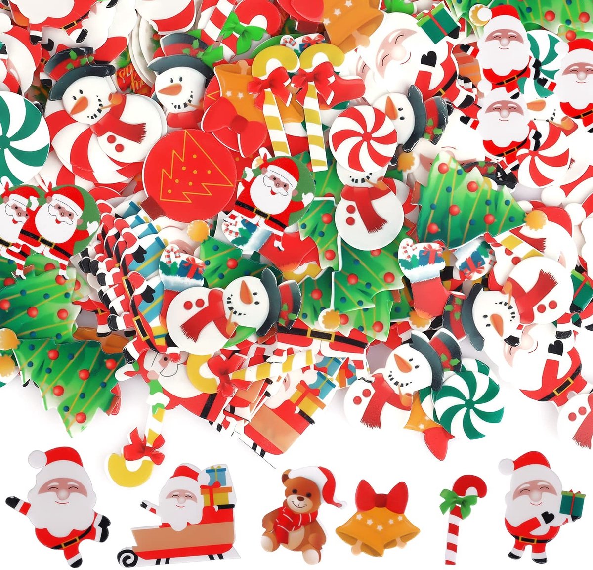 Dailygoods- Cake Decoratie 300 Stuks - Eetbare Kerst Taartdecoratie - Veelkleurig - Eetbaar Rijstpapier - Makkelijk Op te Slaan - Klassieke Kerststijlen