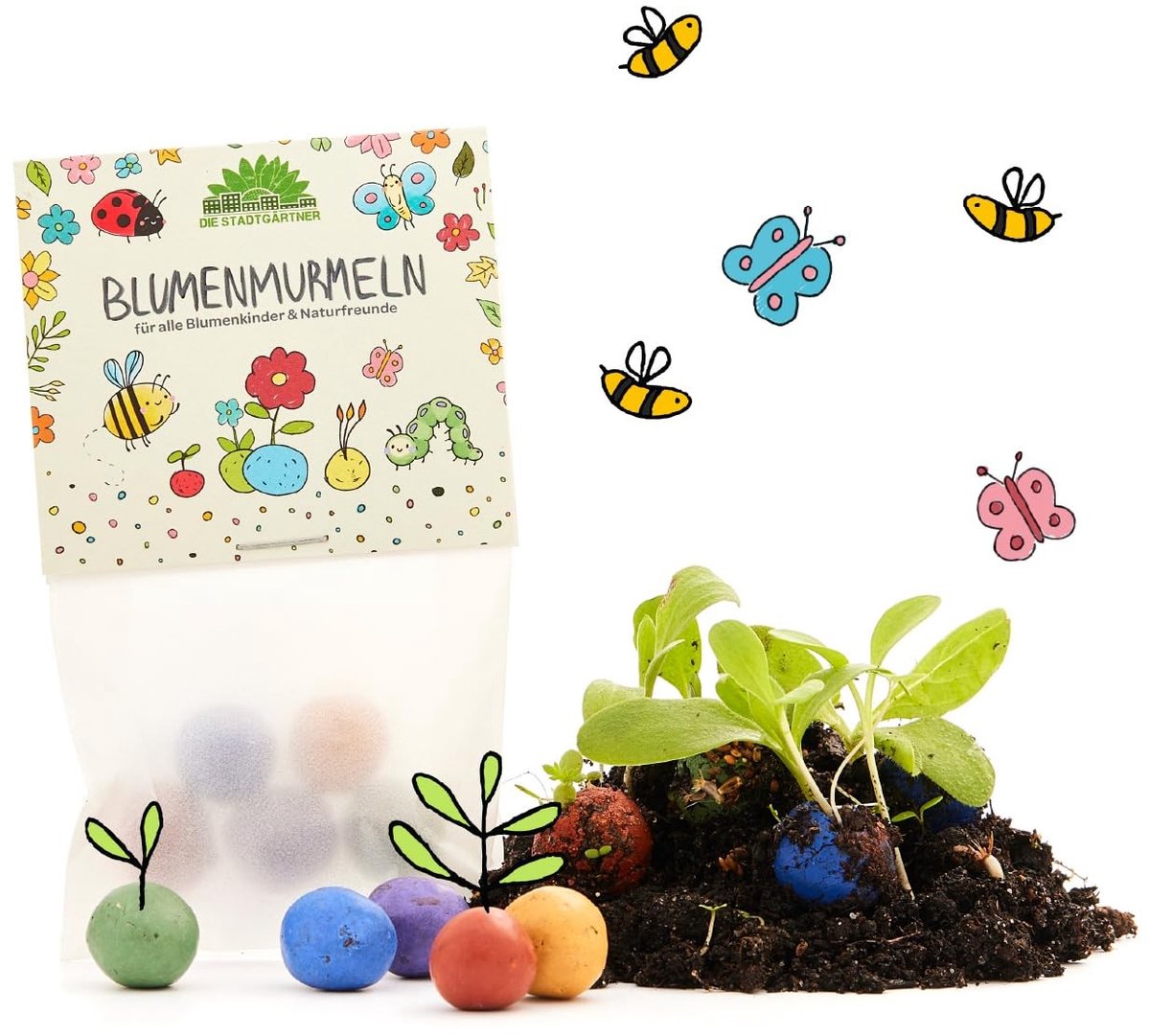 Dailygoods- Bloemenkrans Set van 10 - Duurzaam Cadeautje - Kinderverjaardagen - Gastgeschenk - Bedankje - Afscheidscadeau - Inclusief 5 Zaden per Bloemenkrans - Zaadbommen
