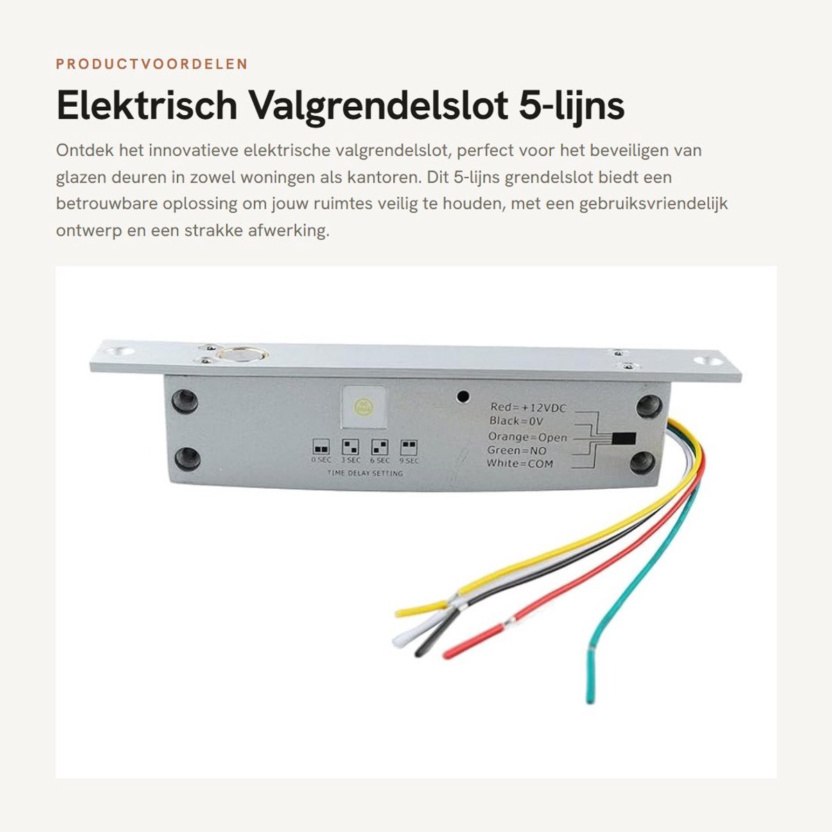 Dailygoods - Elektrisch Valgrendelslot - 5-lijns Grendelslot - Storingsvrij en Veilig - Metaal - Geschikt voor Glazen Deuren - Beveiliging voor Huizen...
