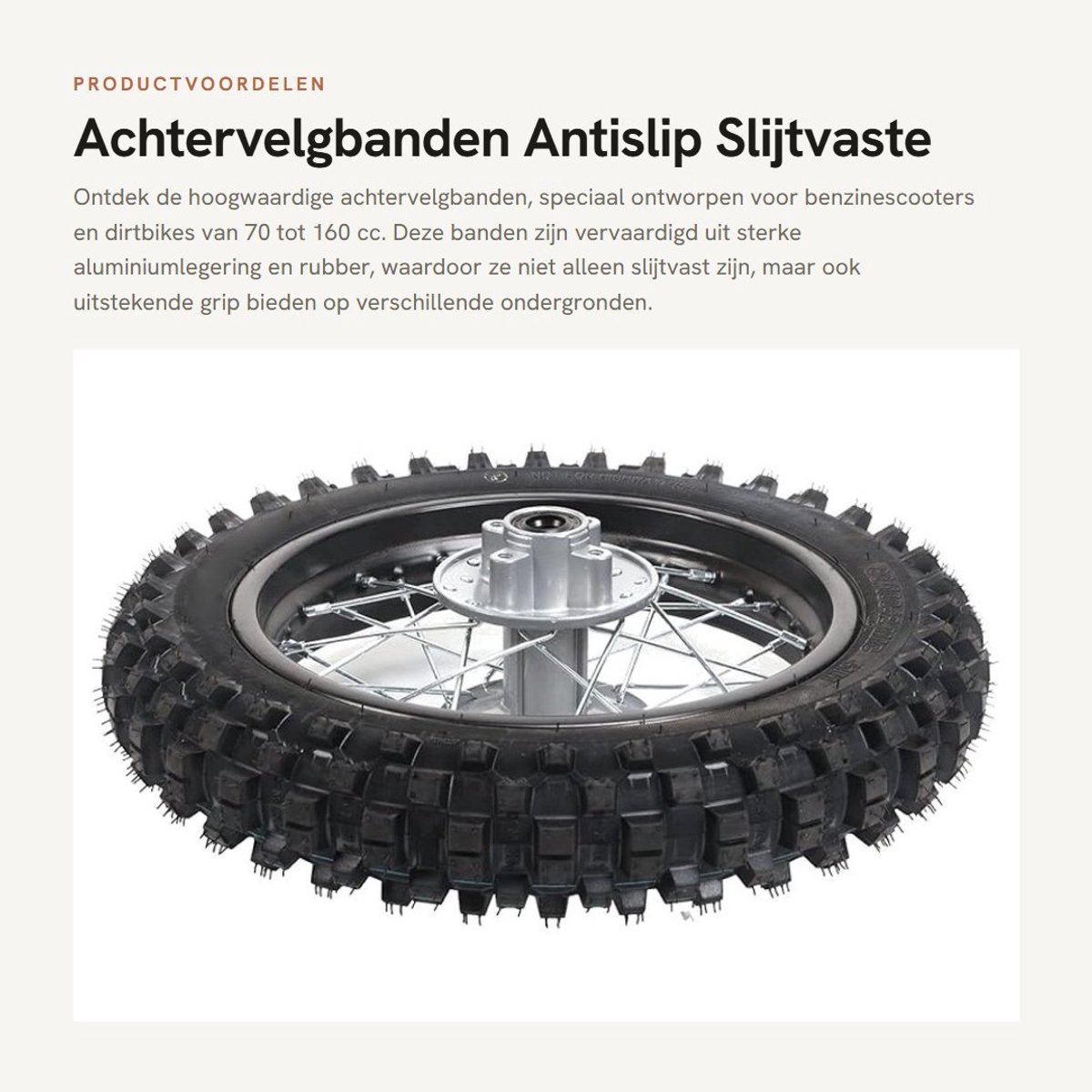 Dailygoods- Achtervelgbanden antislip - Hoge sterkte - Slijtvast - Geschikt voor benzinescooter 70/160 cc - Hoogwaardige aluminiumlegering - Uniek patroonontwerp - Scooterbanden