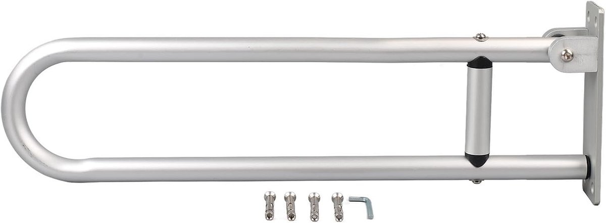 Opklapbare Handgrepen - Badkamersteun - Extra Stabiliteit - Ruimtebesparend Ontwerp - 64 cm Lengte - Zilver