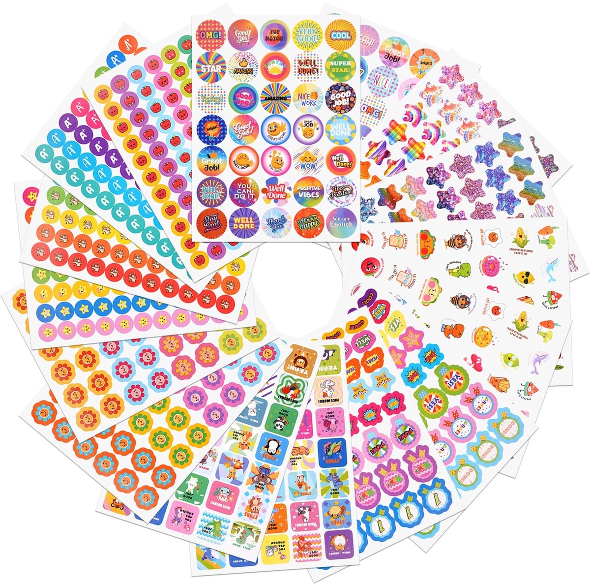 Dailygoods- Beloningsstickers 844 Stuks - Motivatie Stickers - Zelfklevend - Dieren/Symbolen - Veilig en Niet Giftig - Creatieve Ontwerpen - Motivatiestickers