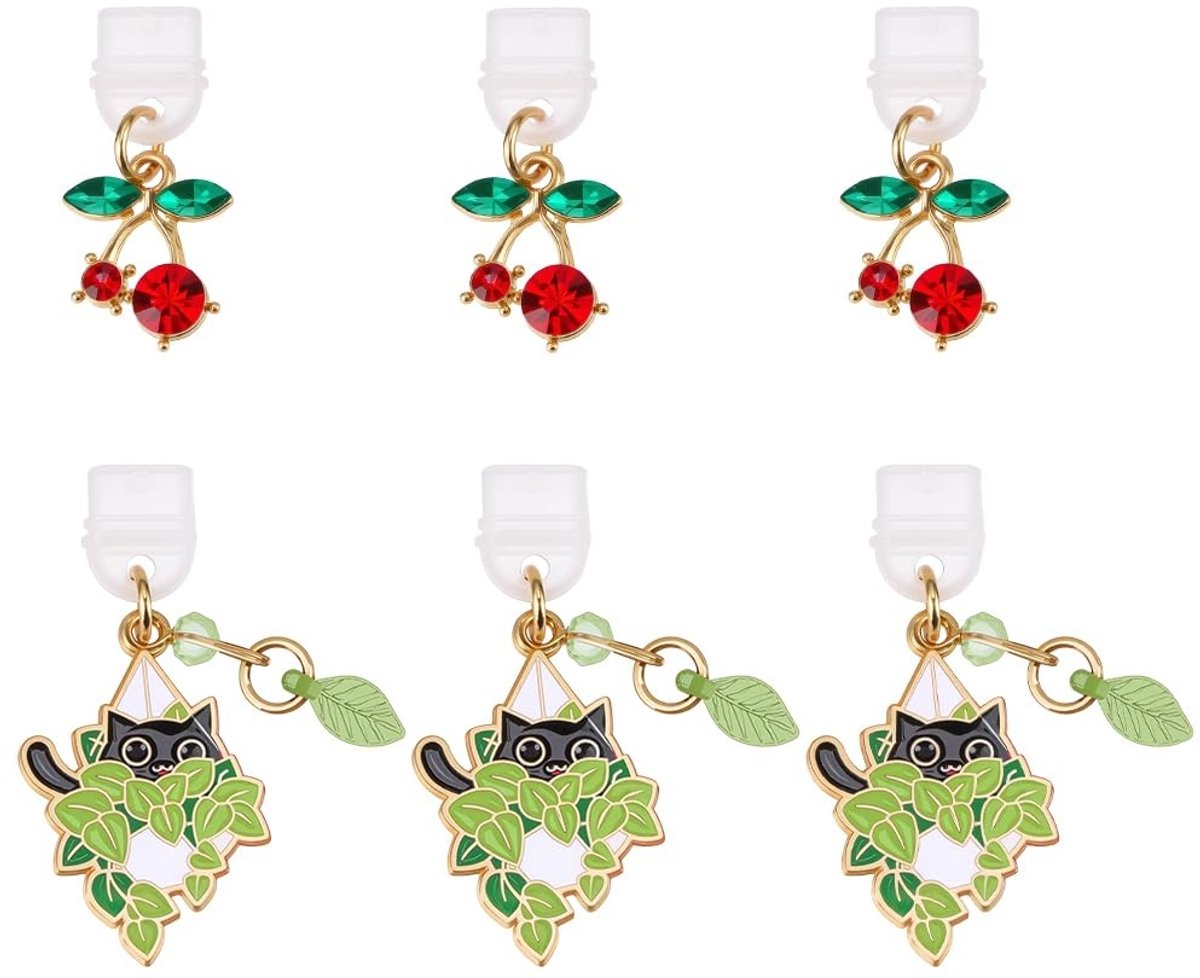 Dailygoods - 6 Stuks Stofkappen met Katten- en Kersenmotief