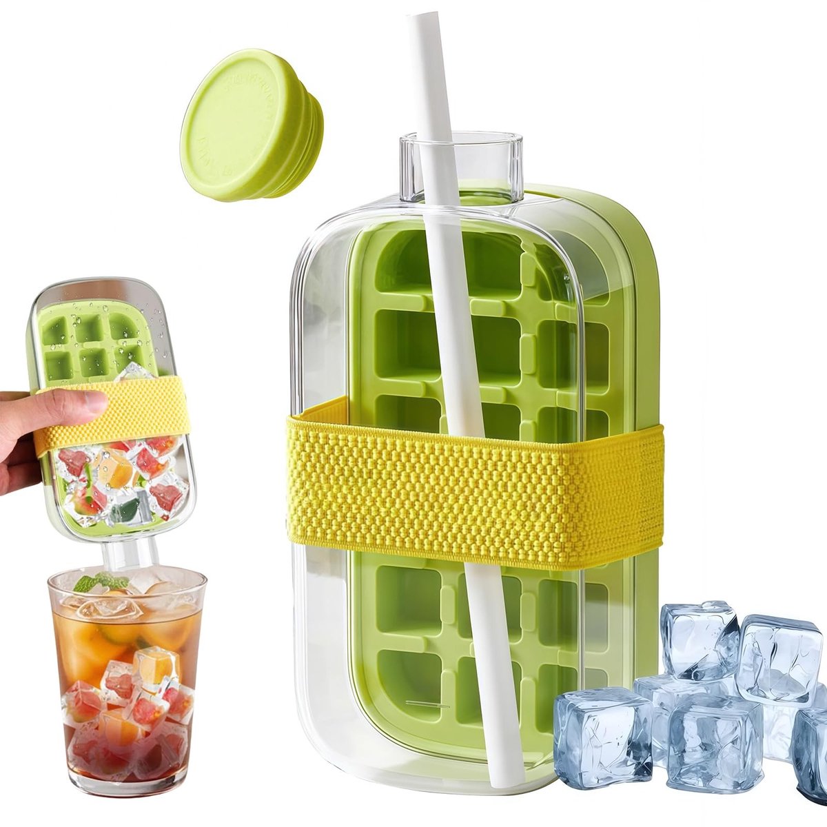 Allecto - Eiswürfel Flasche - 800ml - 2-in-1 Waterfles en IJsblokjesmaker - Ideaal voor Feesten - Handige Schoonmaakfunctie - Geschikt voor Thuisge..