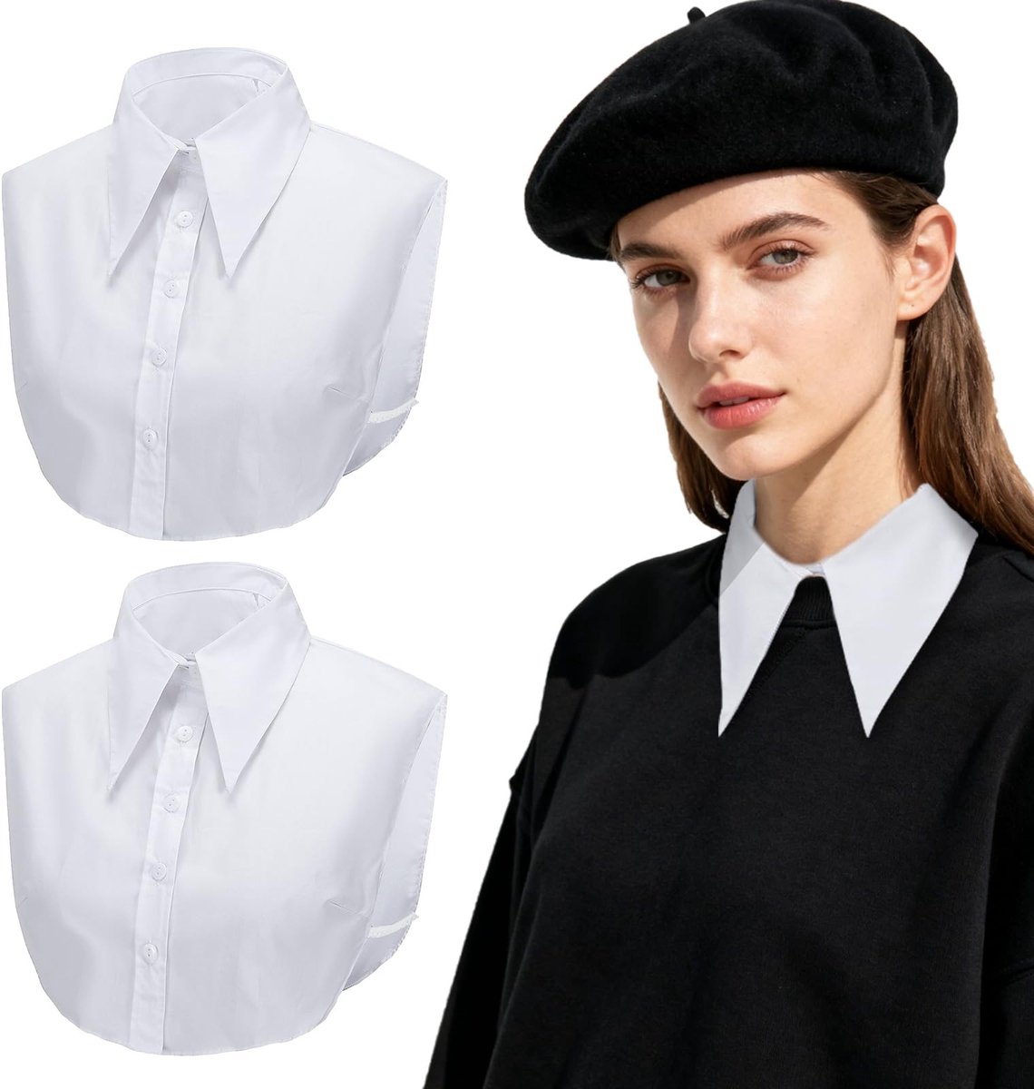 Dailygoods- Nepkraag Afneembaar - 2-Pack - Dames Blouse Top - Elegant Shirt - Valse Kraag - Eenheidsmaat - Overhemdkraag