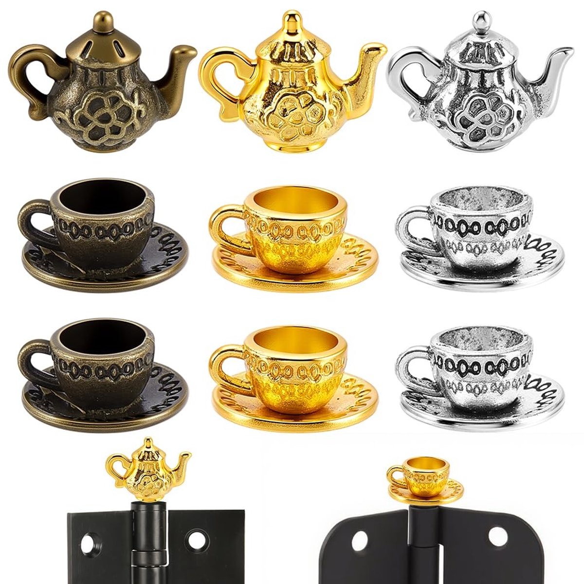 Dailygoods- Scharnierkop Decoratief - 3 Stuks - Vintage Kleuren - Dubbelzijdig Plakband - Duurzame Constructie - Voor Kopdeuren - Decoratieve Scharnier