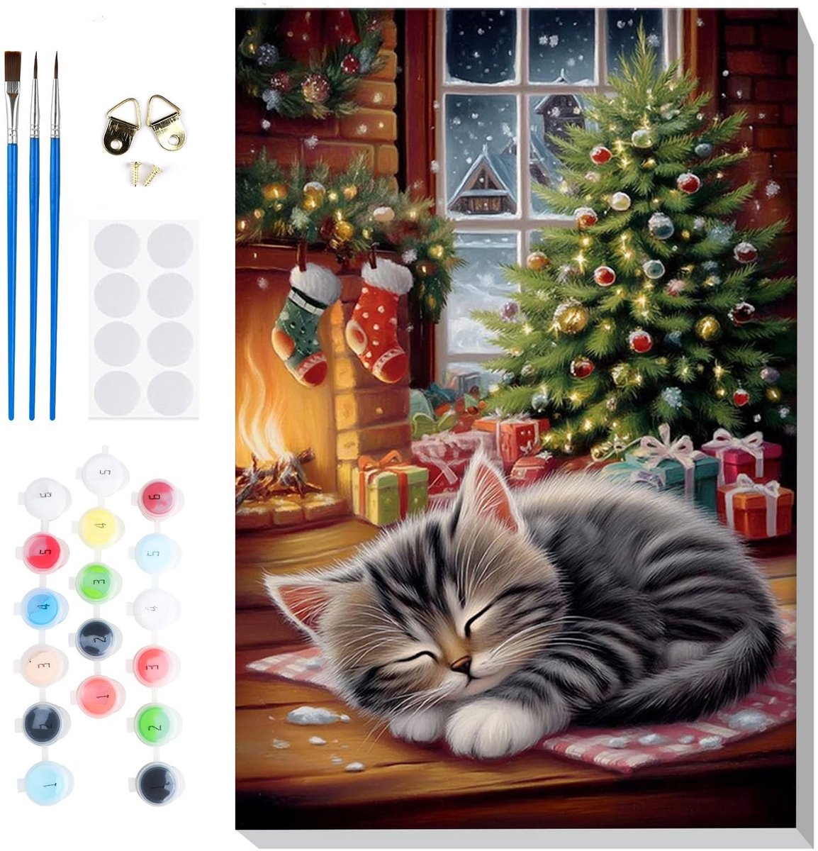 Dailygoods - Lxmsja Kerstverf op nummer voor volwassenen, beginner met frame, schilderen op nummer voor volwassenen op canvas, doe-het-zelf acrylschilderset kunst en ambachten geschenken voor huiswanddecoratie, 20