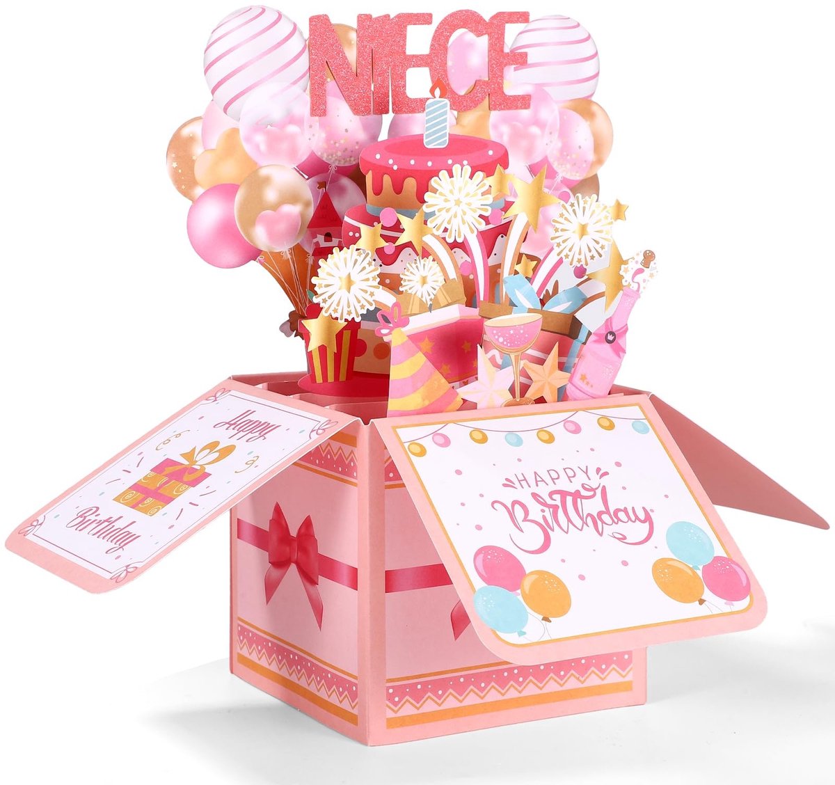 Ronte - Pop Upkaart voor nichtje, 3D verjaardagswenskaart met envelop - creatief cadeau - kinderen - meisjes - feestdecoratie - aandenken