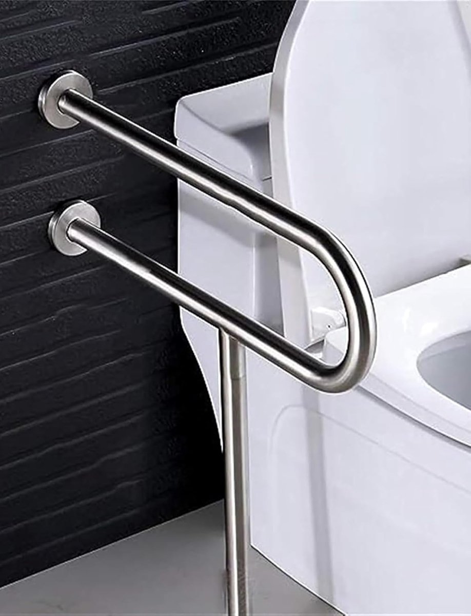 Badkamergreep - Steunbeugel Toilet - Veiligheid Thuis - U-vormig Design - 60cm Lengte - Zilverkleurig