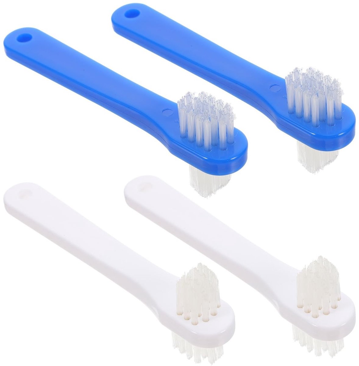 Dailygoods- Protheseborstel Dubbelzijdig - Tandenborstel Set van 4 - Harde Borstelkop - Sensorische Tandenborstel - Lichtgewicht - 11x3,5cm