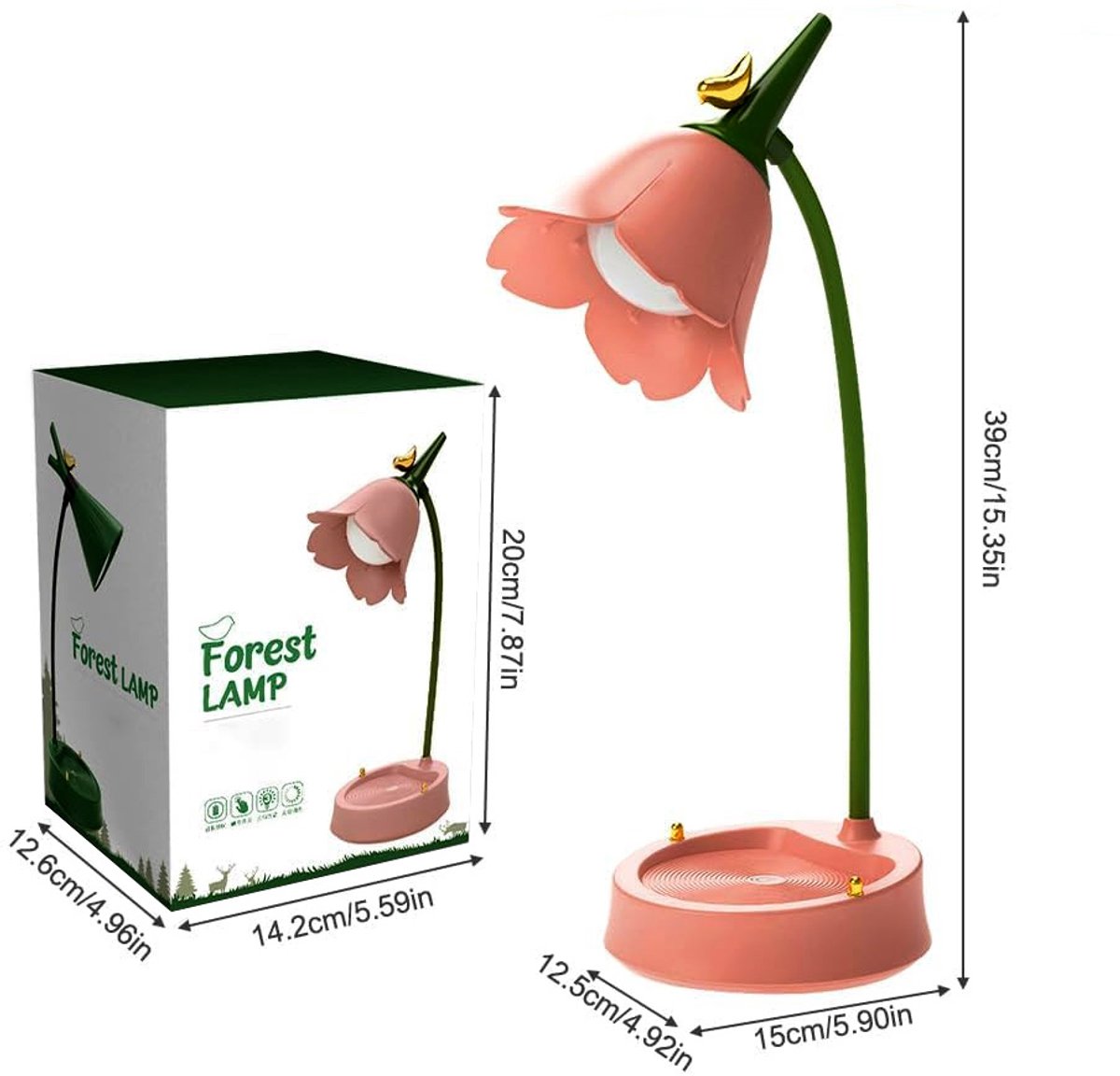 Roze bureaulamp voor meisjes - Dimbaar LED-bureaulampje thumbnail 3