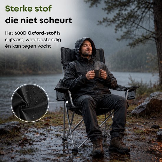 ACAZA Campingstoel - Strandstoel - PREMIUM - Draagvermogen 150 kg - Klapstoel - Kampeerstoel - Vouwstoel - Camping - Strandstoel Opvouwbaar - Visstoel - Klapstoelen - Festival Stoel - Zwart — afbeelding 4