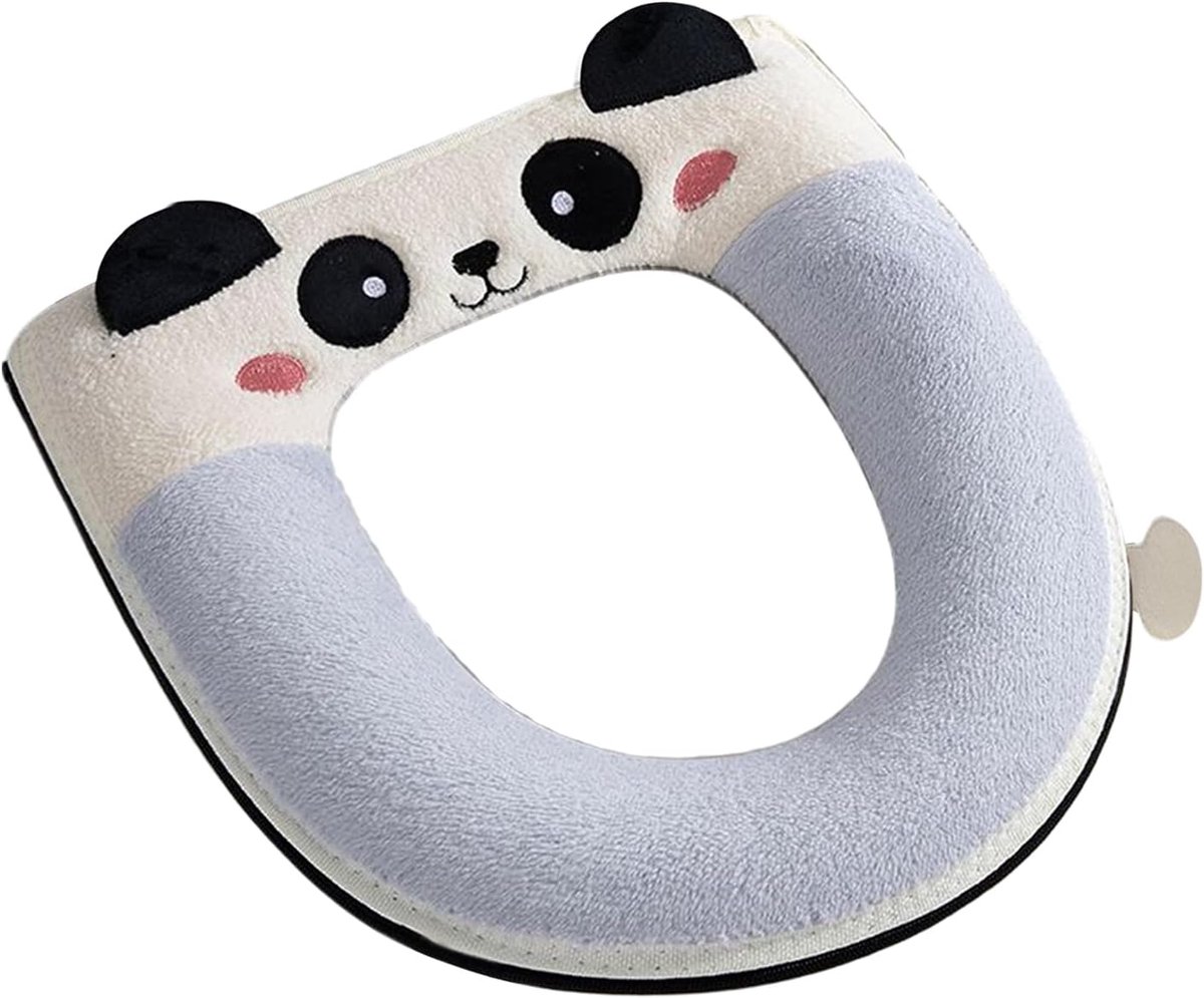 Toiletbrilhoes Cartoon - Panda Kussen - Badkamer Warmte - Scheurvast Versterkt - 40x35 cm - Hemelsblauw